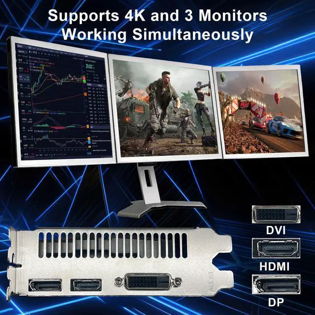 Alt view image 4 of 7 - ZER LON GeForce GTX 1050 Ti Gaming Graphics Card, 4GB GDDR5 128bit 1291MHz DP HDMI DVI-Output GPU, PCI Express 3.0 Support Up to 4K Video Card for Office and PC Gaming