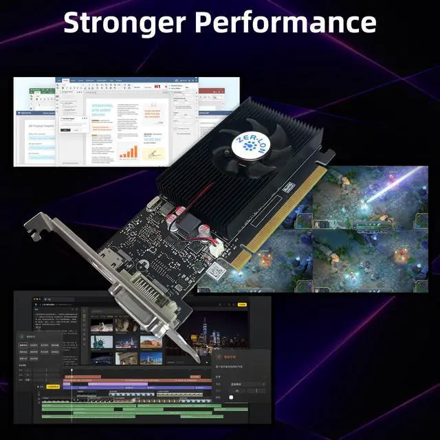 Alt view image 4 of 7 - ZER LON GeForce GT 1030 4G Low Profile Graphics Card, GDDR4 64Bit, HDMI/DVI Ports Support DirectX 12 Computer Gaming Video Card, Desktop GPU, Support 4K