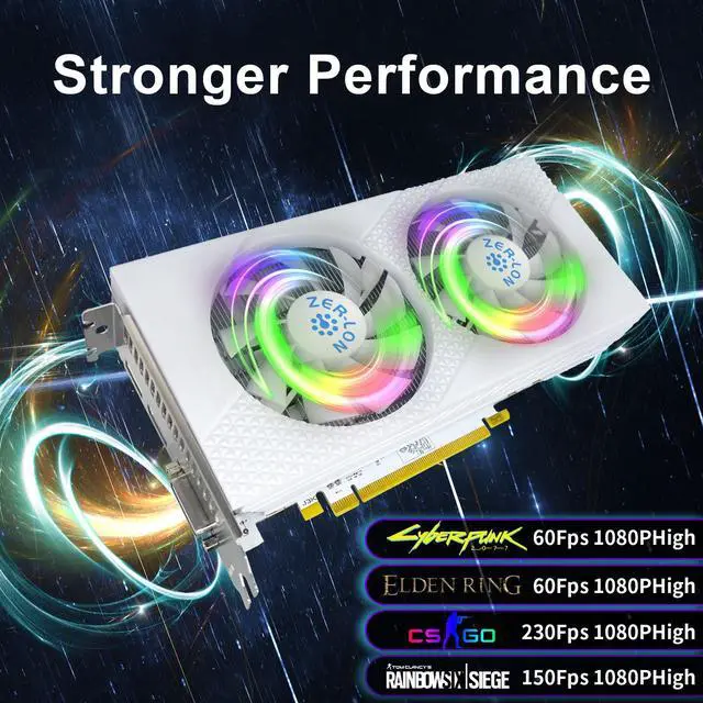 Alt view image 3 of 6 - ZER LON RX 580 8G Graphic Cards, Real 8GB 256Bit 2048SP GDDR5, Pc Gaming Video Card HDMI DP DVI-Output Gaming Gpu Card with Dual Fan for Office and PC Gaming White