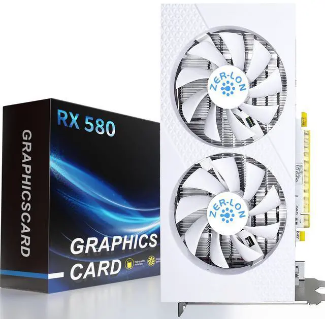 Main image of ZER LON RX 580 8G Graphic Cards, Real 8GB 256Bit 2048SP GDDR5, Pc Gaming Video Card HDMI DP DVI-Output Gaming Gpu Card with Dual Fan for Office and PC Gaming White