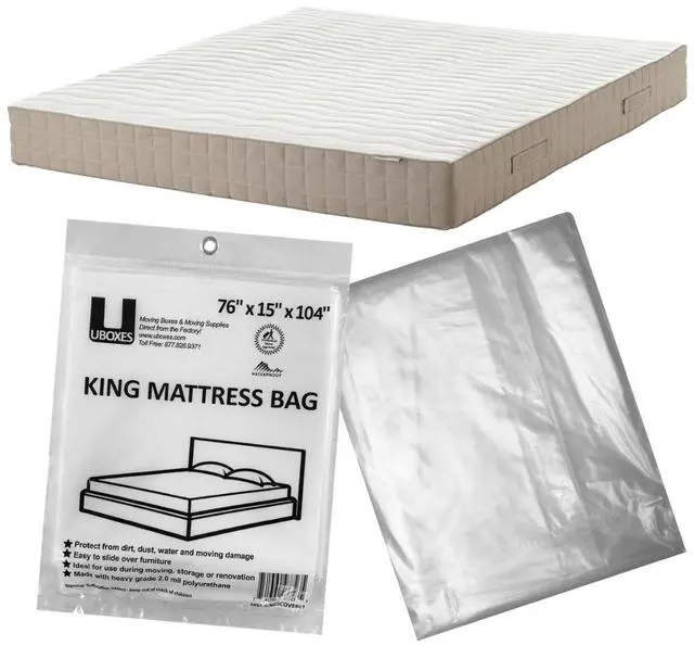 Main image of UBMOVE Moving Supplies King Mattress Cover/Bag 76" x 15" x 104" , Clear