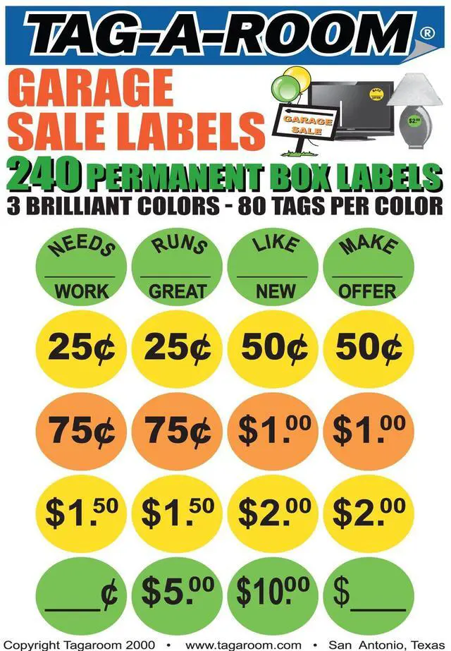 Main image of UBMOVE Garage Sale Moving Labels Identify Item Prices with 240 labels