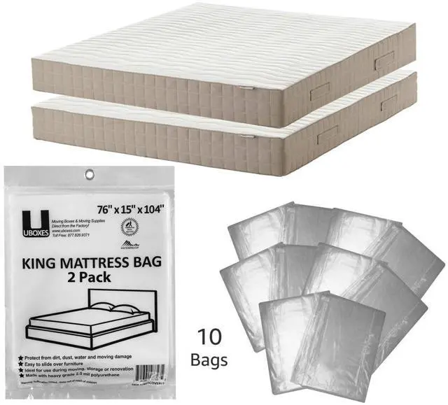 Main image of UBMOVE 10 King Mattress Covers 76x15x104" Poly Bags Protective Moving Storage