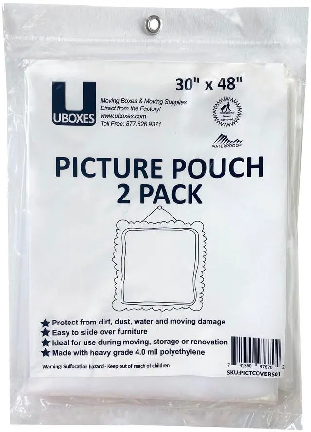 Main image of UBMOVE 24 Picture Covers 30" x 48" Poly Bags for Protective Moving