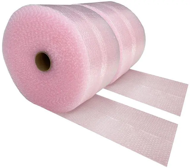 Main image of UOFFICE 2 Pink Anti-Static Bubble Rolls 175'x12" - Small Bubbles 3/16" Wrap 350' Total