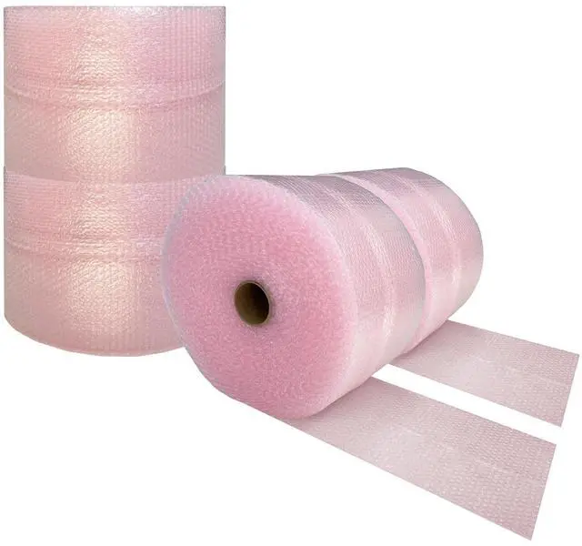Main image of UOFFICE 4 Pink Anti-Static Bubble Rolls 175'x12" - Small Bubbles 3/16" Wrap 700' Total