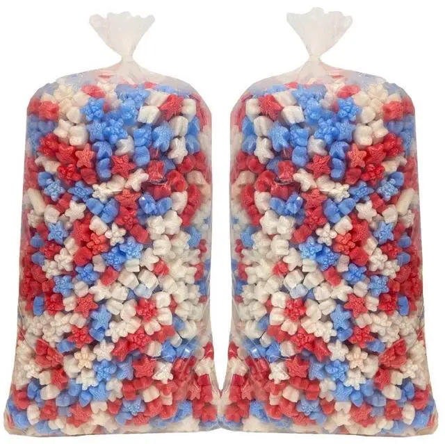 Main image of UOFFICE Multi-Colored Starch-based Packing Peanuts Shaped like Stars 3 Cuft. 2 Pack