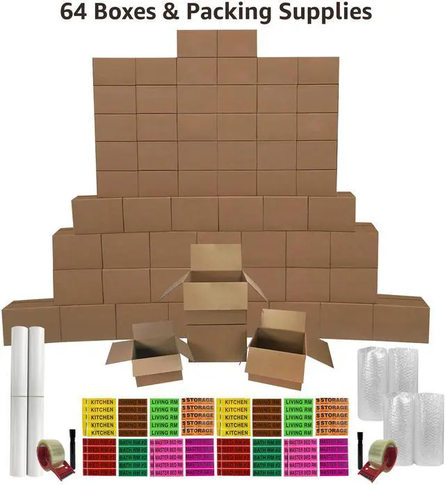 Alt view image 7 of 7 - UBMOVE 6 Room Bigger Boxes Kit 64 Boxes, Tape, Bubble, & Packing Paper
