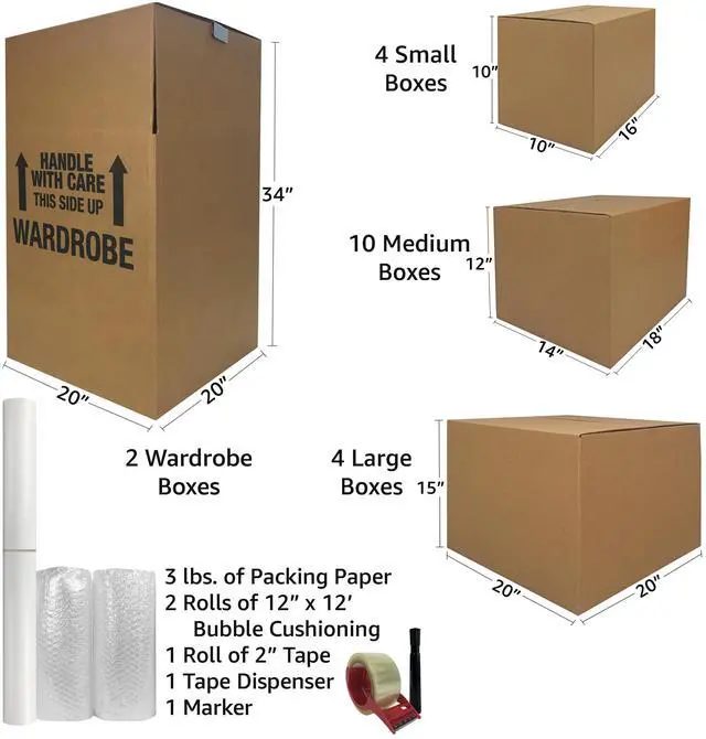 Alt view image 6 of 7 - UBMOVE 2 Room Wardrobe Kit 18 Moving Boxes plus Packing Supplies