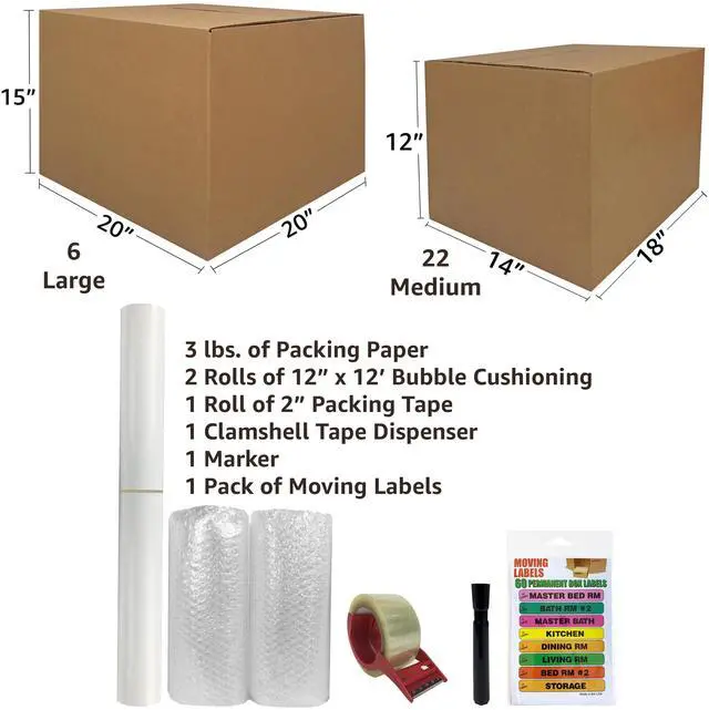 Alt view image 5 of 7 - UBMOVE Moving Boxes 2 Room Bigger Smart Moving Kit 28 Boxes ,Tape, & more