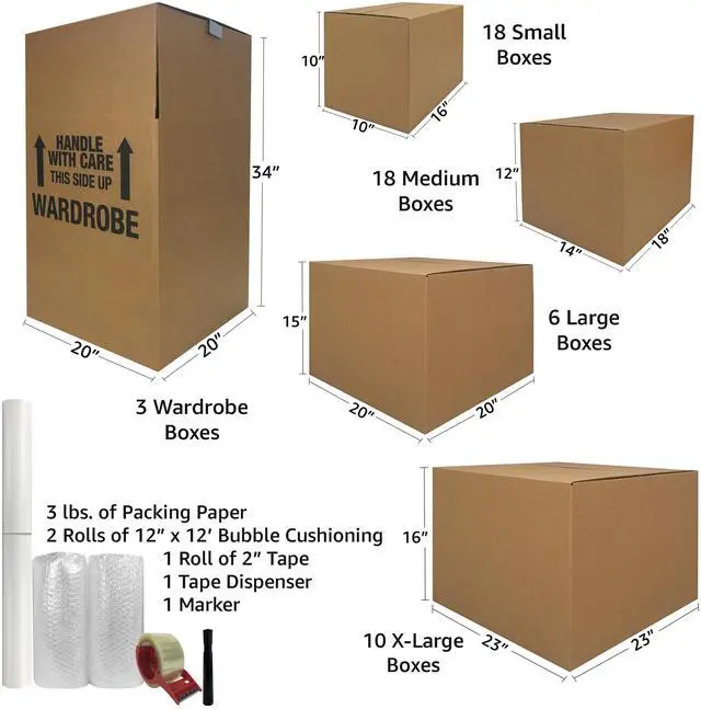 Alt view image 3 of 7 - UBMOVE Wardrobe Moving Kit #5 Medium, Large, XL 52 Boxes 3 Shorty Wardrobes & Moving Supplies