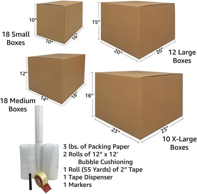 Alt view image 4 of 7 - UBMOVE Basic Moving Box Kit for 5 Bedrooms 58 Boxes & Packing Materials