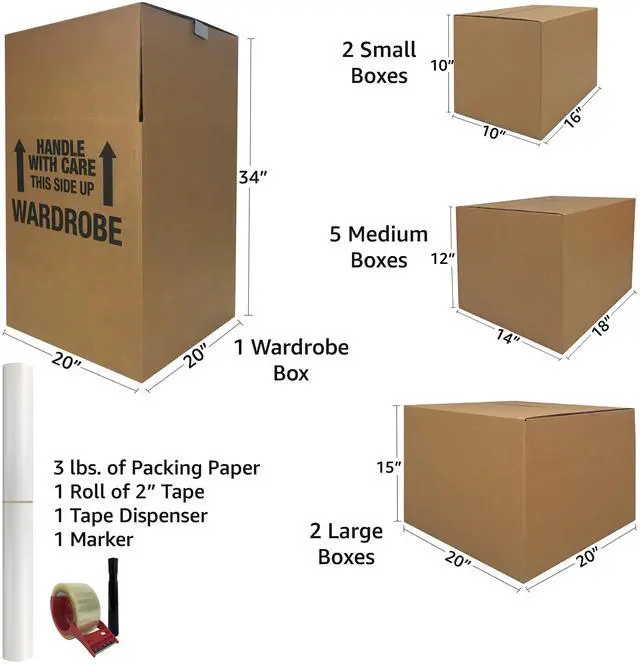 Alt view image 6 of 7 - UBMOVE 1 Room Wardrobe Moving Kit 9 Packing Boxes and Moving Supplies