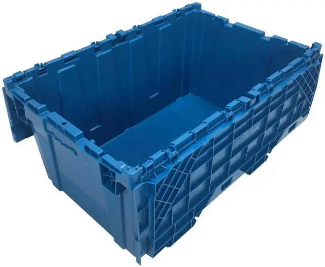 Alt view image 5 of 6 - UBMOVE Storage and Packing Plastic Tote Crate(2 Pack, Blue) Attached Lid Flip Top, 27"x17"x12.5"