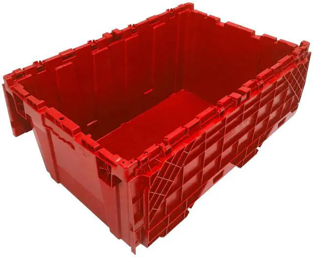 Alt view image 5 of 7 - UBMOVE Storage and Packing Plastic Tote Crate Attached Lid Flip Top, 27"x17"x12"