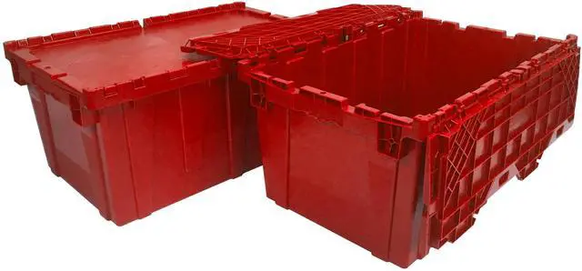 Alt view image 2 of 7 - UBMOVE Storage and Packing Plastic Tote Crate Attached Lid Flip Top, 27"x17"x12"