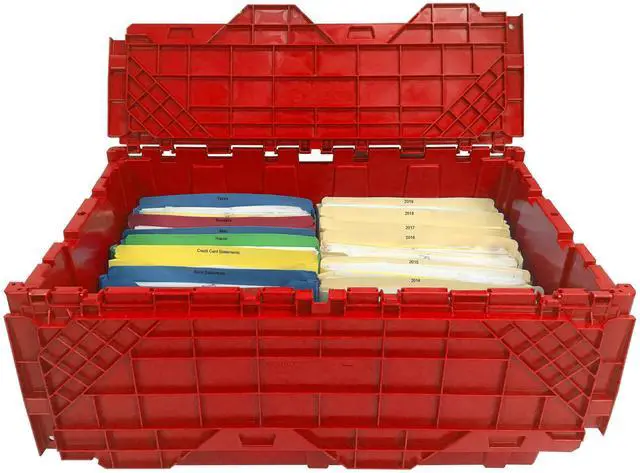 Alt view image 6 of 7 - UBMOVE Storage and Packing Plastic Tote Crate Attached Lid Flip Top, 27"x17"x12"