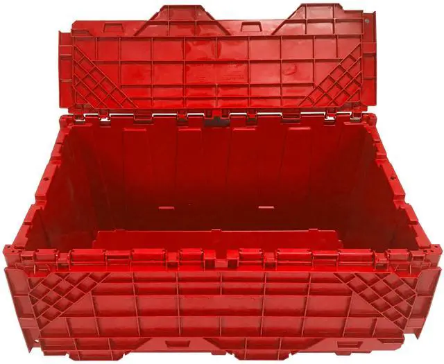 Alt view image 4 of 7 - UBMOVE Storage and Packing Plastic Tote Crate Attached Lid Flip Top, 27"x17"x12"