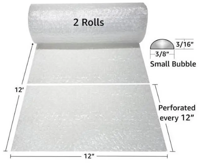 Alt view image 2 of 7 - UBMOVE Bubble Roll 12" Wide x 24 ft Small Wrap 3/16" Perf Every 12"