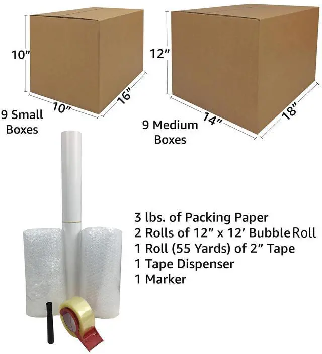 Alt view image 2 of 7 - UBMOVE Basic Moving Boxes Kit #1 + Supplies 18 Moving Boxes, Bubble, & Tape