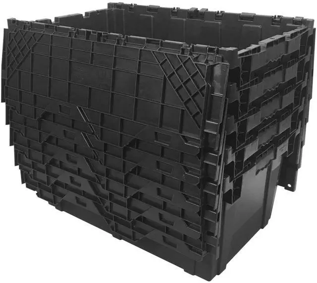 Alt view image 6 of 6 - UBMOVE Storage and Packing Plastic Tote Crate Attached Lid Flip Top, 27"x17"x12"