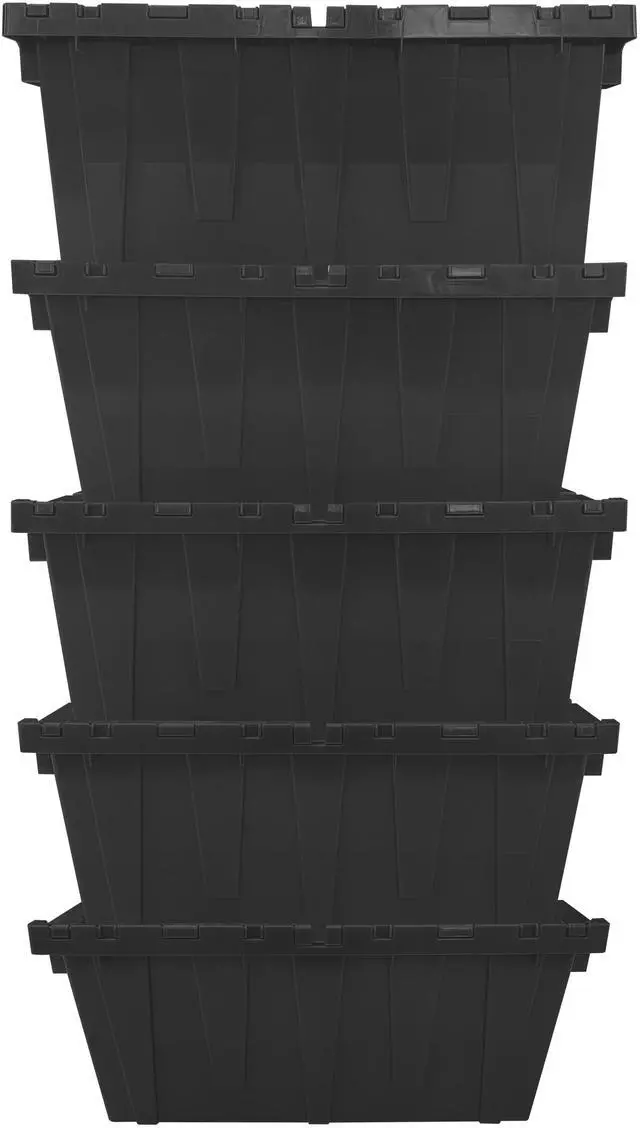 Alt view image 3 of 6 - UBMOVE Storage and Packing Plastic Tote Crate Attached Lid Flip Top, 27"x17"x12"