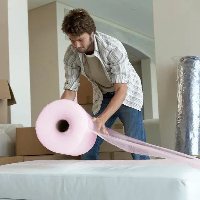 Alt view image 2 of 7 - UOFFICE 2 Pink Anti-Static Bubble Rolls 175'x12" - Small Bubbles 3/16" Wrap 350' Total