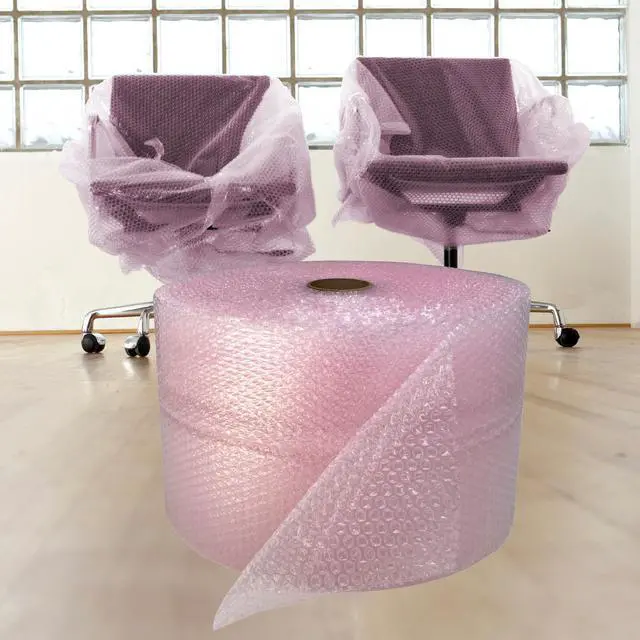 Alt view image 5 of 7 - UOFFICE 2 Pink Anti-Static Bubble Rolls 175'x12" - Small Bubbles 3/16" Wrap 350' Total