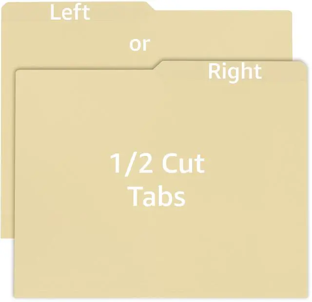 Alt view image 3 of 7 - UOFFICE File Folder Letter Size 1/2 Cut Tab 100 Pack Manila