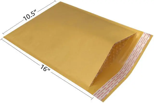 Alt view image 2 of 6 - UOFFICE 25 Kraft Bubble Mailers 10.5x16" - #5 Self-Seal Padded Envelopes