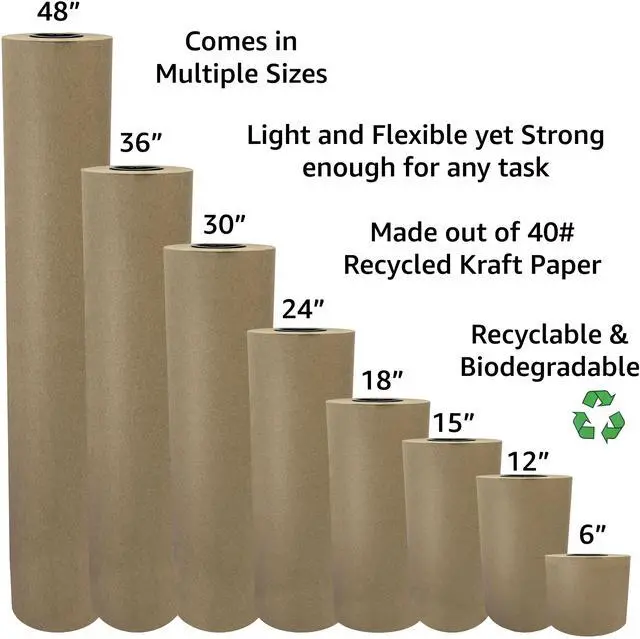 Alt view image 4 of 7 - UOFFICE Kraft Paper Roll 765'x36" 40lb Strength Brown Paper
