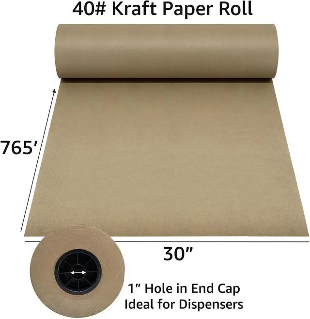 Alt view image 2 of 7 - UOFFICE Kraft Paper Roll 765'x30" 40lb Wrapping Cushioning Fill