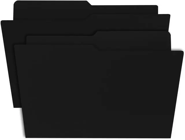 Alt view image 5 of 6 - UOFFICE File Folder Letter Size 1/2 Cut Tab 100 Pack Black