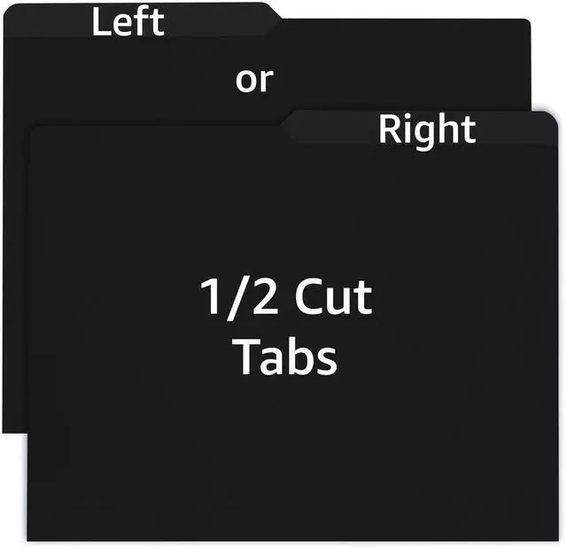 Alt view image 4 of 6 - UOFFICE File Folder Letter Size 1/2 Cut Tab 100 Pack Black