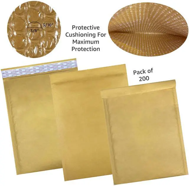 Alt view image 2 of 6 - UOFFICE 200 Kraft Bubble Mailers 9.5x14.5" - #4 Self-Sealing Padded Envelopes