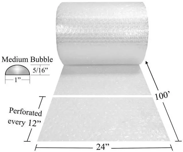Alt view image 4 of 7 - UBMOVE Bubble Cushioning 24" wide Wrap x 100' Long Medium Bubbles 5/16"