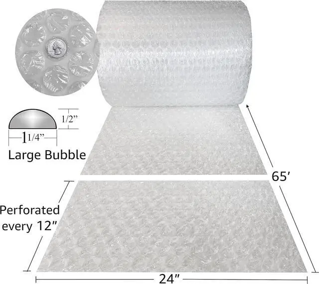 Alt view image 6 of 7 - UBMOVE Bubble Cushioning Wrap 24" wide x 65' Large Bubbles 1/2" Size Perf 12"