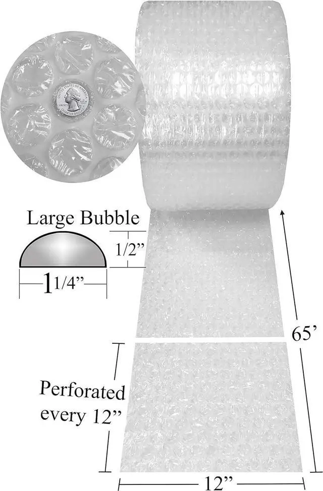 Alt view image 5 of 7 - UBMOVE Bubble Cushioning Wrap 12"x65' Large Bubbles 1/2" Perforated every 12"