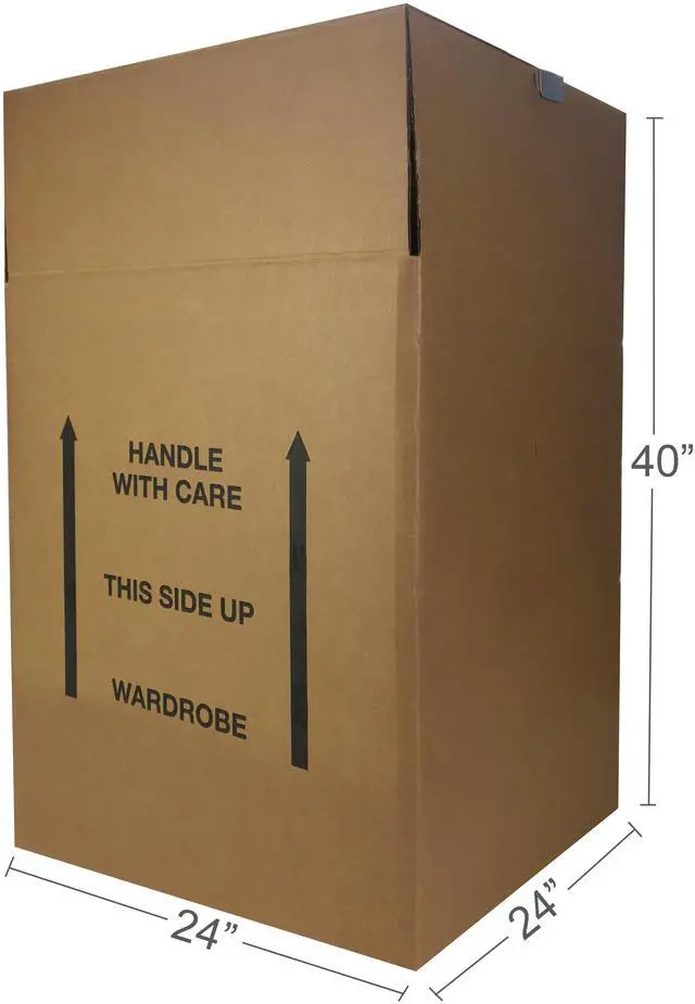 Alt view image 2 of 6 - UBMOVE Large Corrugated Wardrobe Moving Boxes (Bundle of 3) 24" x 24" x40"