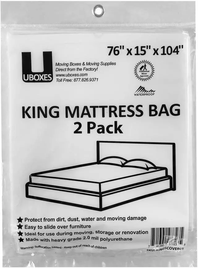 Alt view image 6 of 7 - UBMOVE 10 King Mattress Covers 76x15x104" Poly Bags Protective Moving Storage