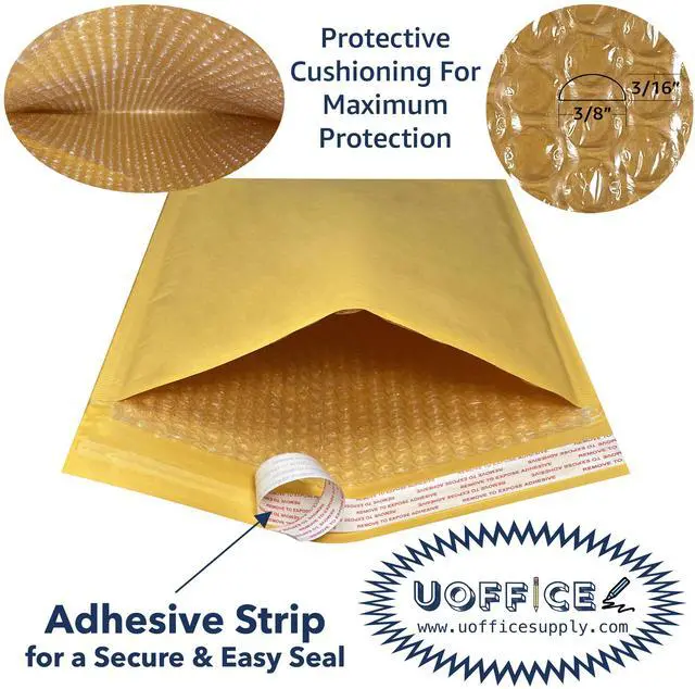 Alt view image 3 of 4 - UOFFICE 100 Kraft Bubble Mailers 12.5x19" - #6 Self-Sealing