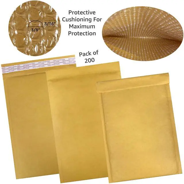 Alt view image 2 of 6 - UOFFICE 200 Kraft Bubble Mailers 8.5x14.5" - #3 Self-Seal Padded Envelopes