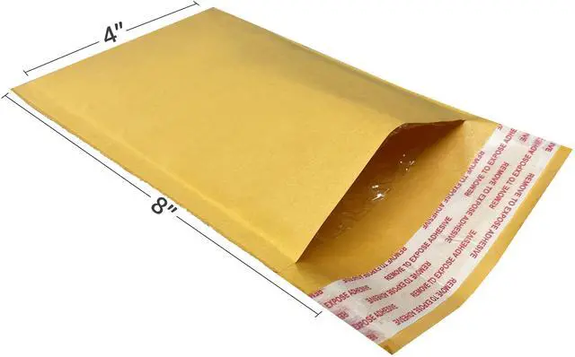 Alt view image 2 of 7 - UOFFICE 1000 Kraft Bubble Mailers 4x8" - #000 Self-Seal Padded Envelopes
