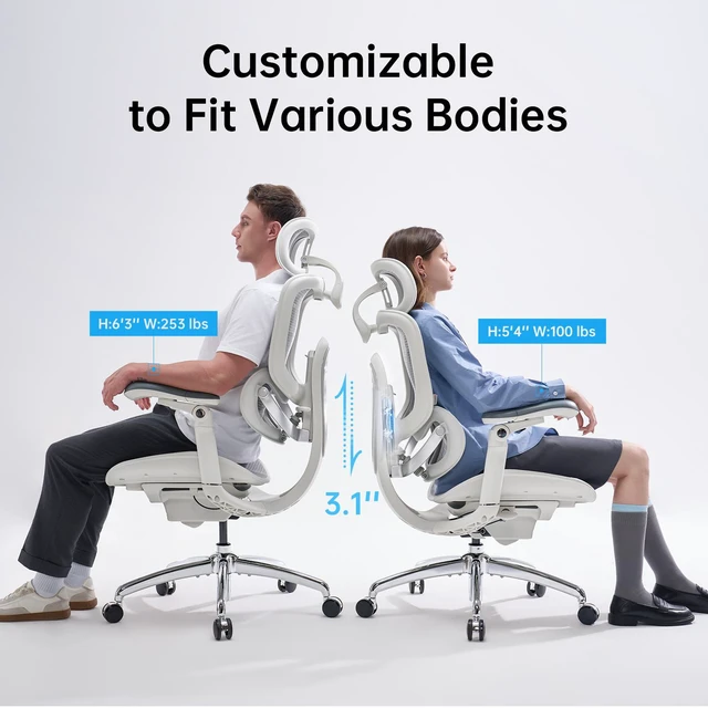Alt view image 2 of 7 - SIHOO Doro C300 Pro V2 Ergonomic Office Chair Without Footrest,Deep Gray | Full-Body Adaptive Support, 8D Armrests & Breathable Mesh, Comfy High Back Computer Desk Chair for Long Hours