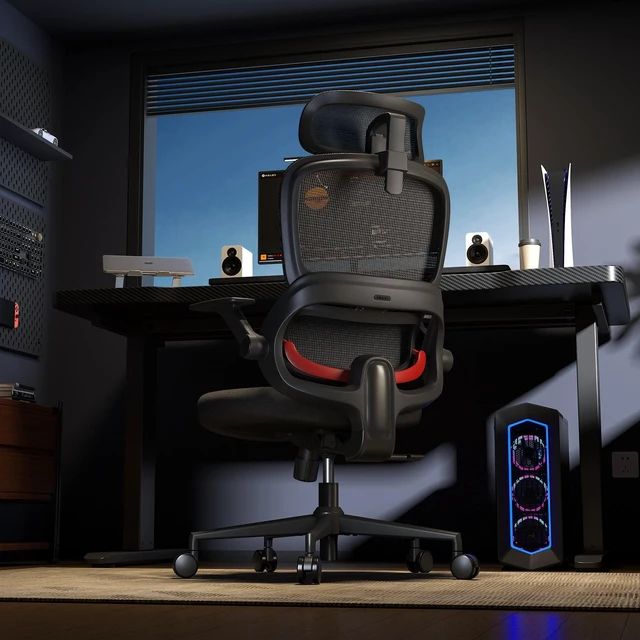 Alt view image 7 of 7 - Sihoo B100 Se Office Chair, Executive Chair with Cotton Seat, Dual-Back Ergonomic Chair, 2D Adjustable Headrest & Flip Link Armrest, Comfort Mesh Chair for Home Office & Gaming, 300lbs, Black