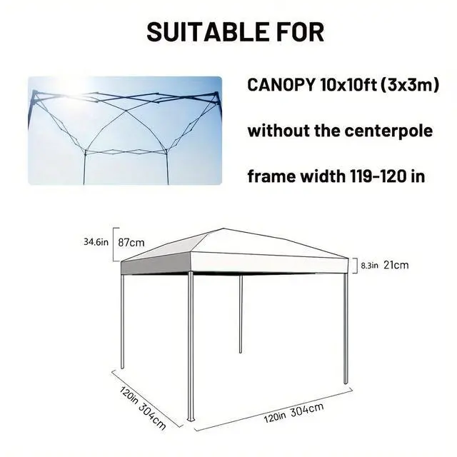 Alt view image 5 of 5 - 10'x10' Instant Pop-Up Canopy Replacement Top  UV Protected, Waterproof Yellow Cover with Ventilation, Suitable for 118.11x118.11inch Frame Without Center Pole Blue