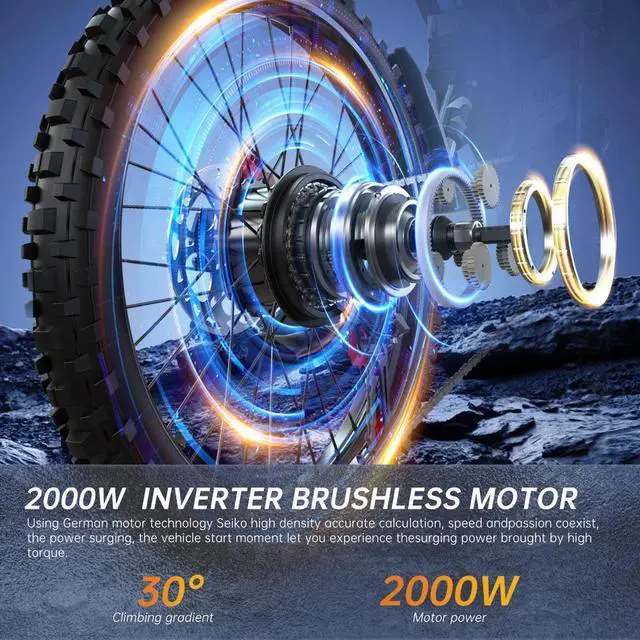 Alt view image 5 of 6 - FVKING E6 Electric Motorcycle Adults 2900W(Peak) Motors 25inch Tire Electric Bike 52V40AH Battery Speed 60Kmh Mountain E-bikes