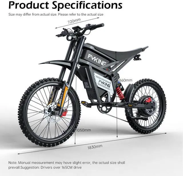 Alt view image 6 of 7 - FVKING E6UItra 25 inch off-road electric bicycle 60V30AH motor rated power 3000W peak 6000W80KM/H adult electric bicycle