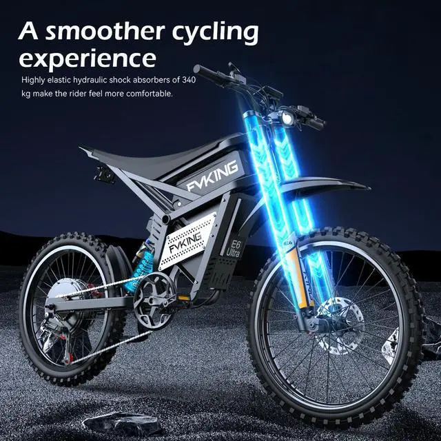 Alt view image 5 of 7 - FVKING E6UItra 25 inch off-road electric bicycle 60V30AH motor rated power 3000W peak 6000W80KM/H adult electric bicycle