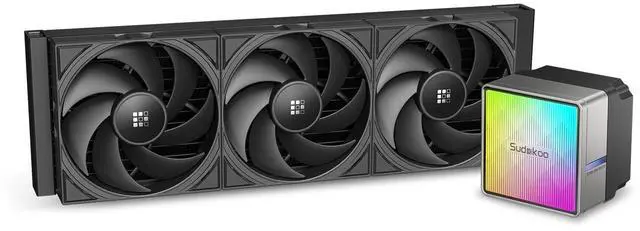 Alt view image 2 of 7 - Sudokoo NEXAURA 360 Liquid CPU Cooler: 360mm AIO CPU Cooler with PWM Pump & ARGB Pump Head - Water Cooling with FDB Fans for Intel LGA 1851/1700/1200/115X AMD AM5/AM4 - Black